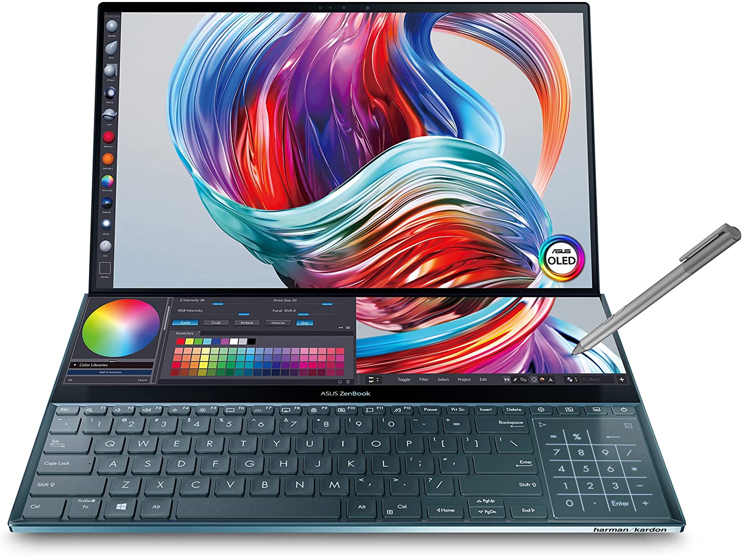 Buy ASUS ZenBook Pro Duo UX581 Laptop, 15.6” 4K UHD NanoEdge Touch Display, Intel Core i7-10750H, 16GB RAM, 1TB PCIe SSD, GeForce RTX 2060, ScreenPad Plus, Windows 10 Pro, Celestial Blue, UX581LV-XS74T