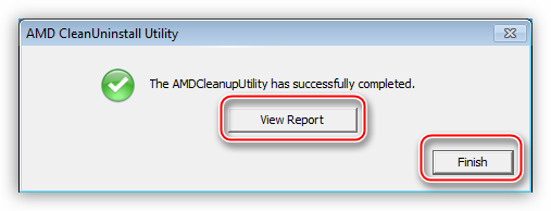 Просмотр отчета о проделанной работе и завершение работы утилиты AMD Clean Uninstall