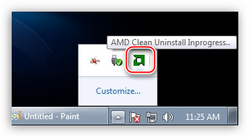 Проверка работоспособности утилиты AMD Clean Uninstall наведением курсора на ее иконку в системном трее