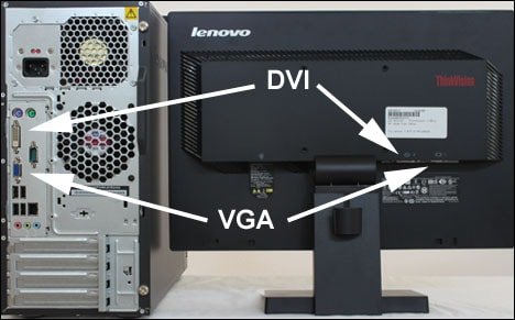 DVI и VGA порты в компьютере